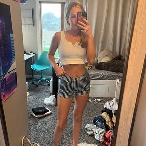 American eagle strip navy blue and white shorts